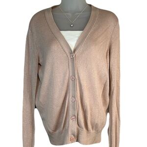 Moda Silk Cashmere Cardigan Sweater Women XS Button Up Blush Pink Soft Girl Prep